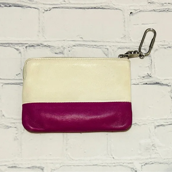 Celine Ivory & Purple Leather Keychain Wristlet - Picture 13 of 14
